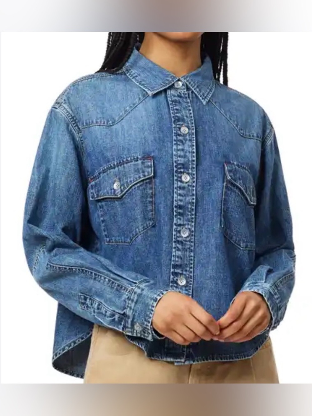 Velvet Heart Blue Denim Button-Down Shirt